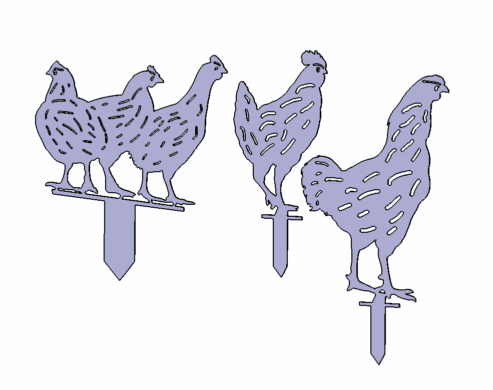 Hahn / Huhn / Hühner  aus Metall für den Garten